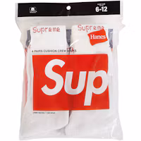 Supreme Hanes Crew Socks (4 Pack) White