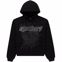 Sp5der Rhinestone Punk V2 Hoodie Black