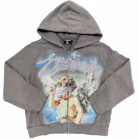 Mixed Emotion Rhinestone Hoodie Grey
