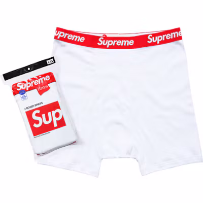 Supreme Hanes Boxer Briefs (4 Pack) White