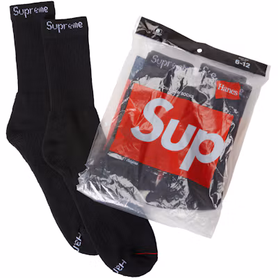 Supreme Hanes Socks (4 Pack) Black